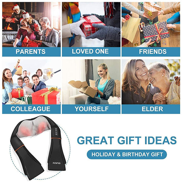 RENPHO Shiatsu Neck and Shoulder Back Massager with Heat for Waist, Leg, Calf, Foot, Arm, Belly, Full Body