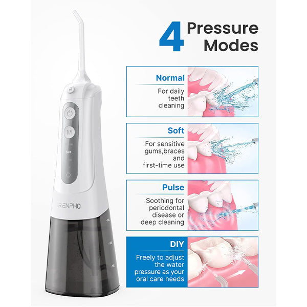 RENPHO 300ml Waterproof Dental flosser, Oral Irrigator Cordless Water Flosser Rechargeable