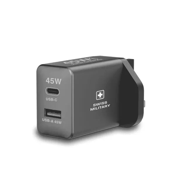 Swiss Military 45W Gan Super Charger | USB A to USB C Cable