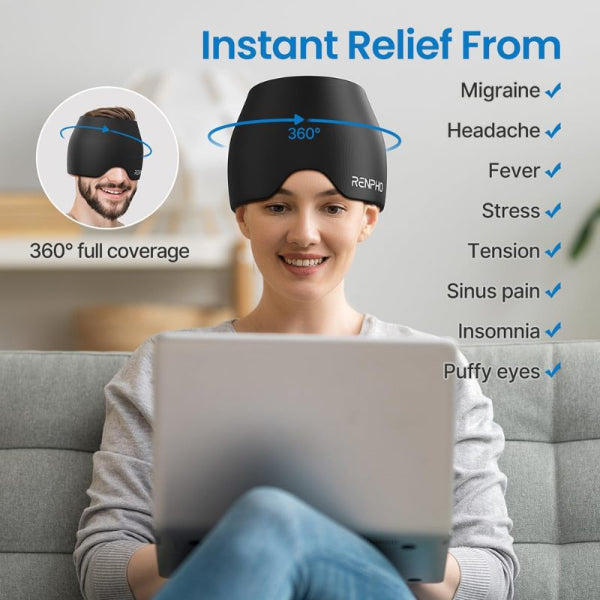 RENPHO Ice Head Wrap Headache Relief Hat for Migraine