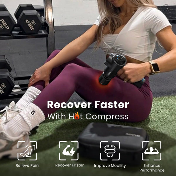 RENPHO Massage Gun with Heat and Cold Head, Muscle Massage Gun Deep Tissue for Athletes Handheld Deep Tissue Massager Gun with Carry Case