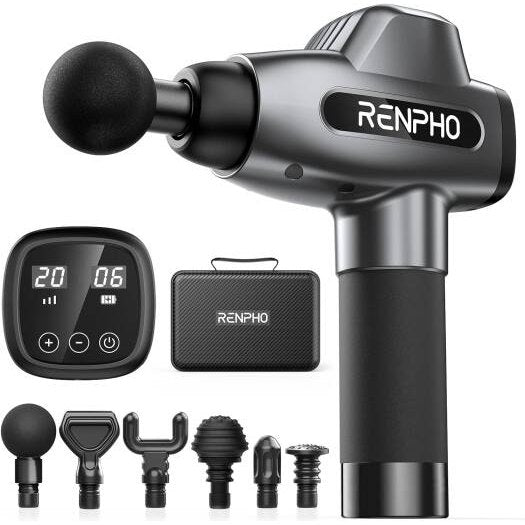 RENPHO C3 Percussion Massage Gun, Professional Powerful, 20 Speeds with 6 Massage Heads | RF-GM168-BK