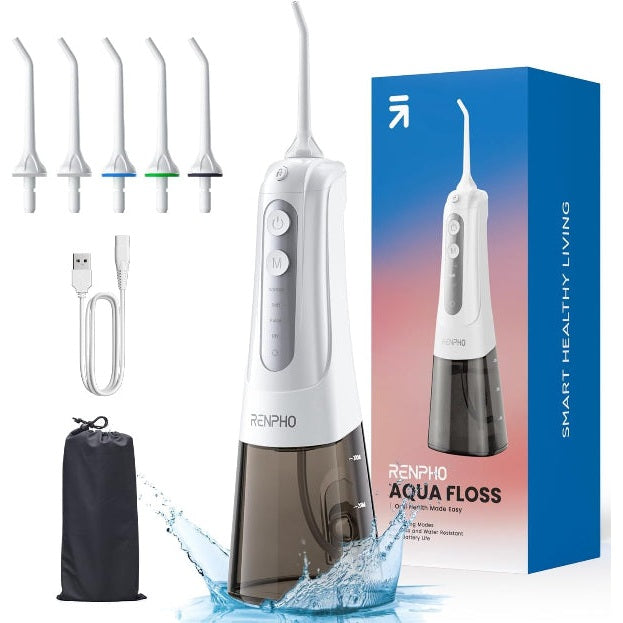 RENPHO 300ml Waterproof Dental flosser, Oral Irrigator Cordless Water Flosser Rechargeable