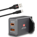 Swiss Military 45W Gan Super Charger | USB A to USB C Cable